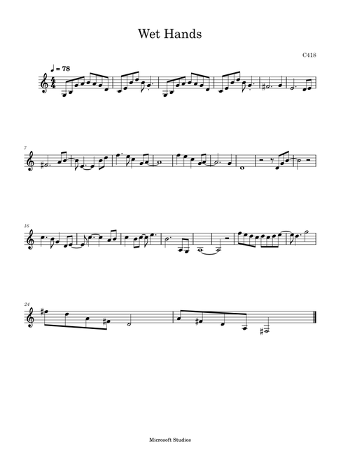 Wet Hands – C418 Wet Hands Minecraft B♭ Clarinet