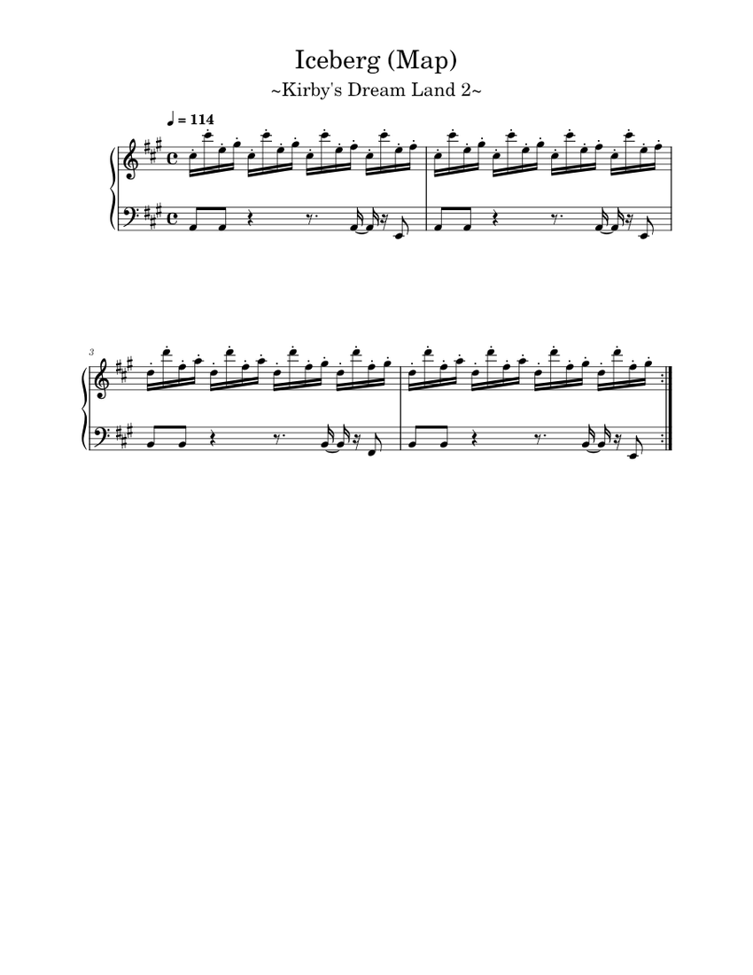 Iceberg (Map) Kirby's Dream Land 2 Sheet music for Piano (Solo