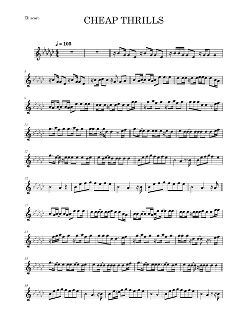 Cheap thrills – Sia (ALTO SAX)