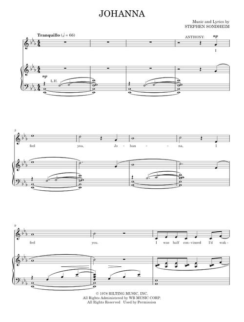 Johanna - Stephen Sondheim, Sweeney Todd Musical (Piano Vocal)