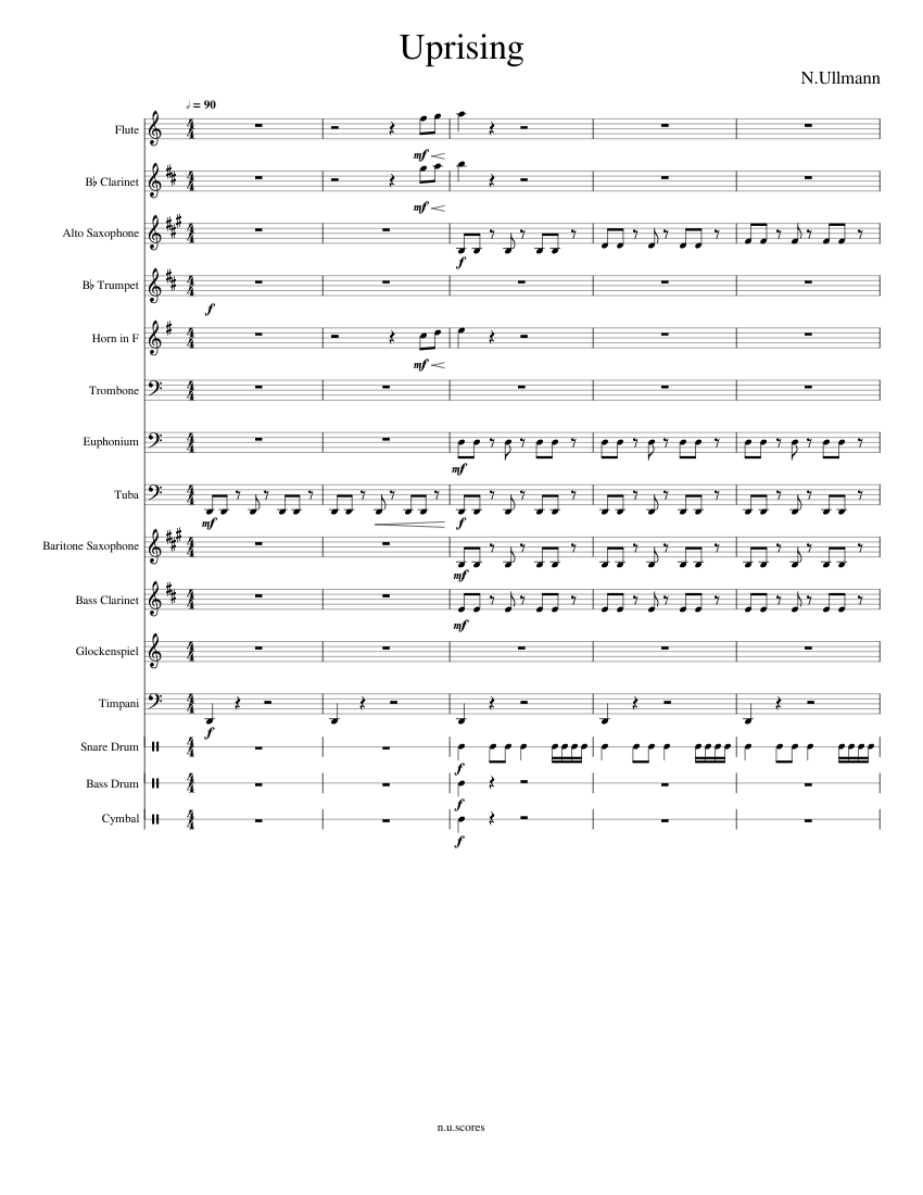 Uprising Sheet music for Trombone, Euphonium, Tuba, Flute & more