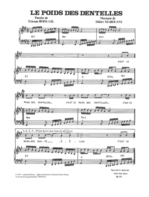Le Poids Des Dentelles - Didier Marouani (Piano Vocal)