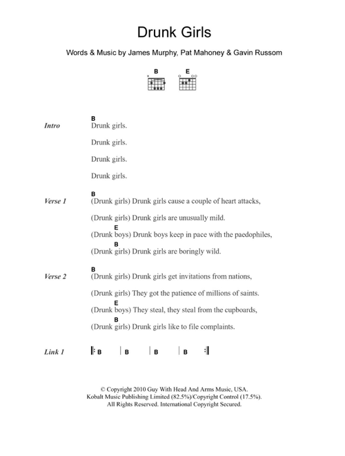 Drunk Girls - LCD Soundsystem (Guitar Chords-Lyrics)