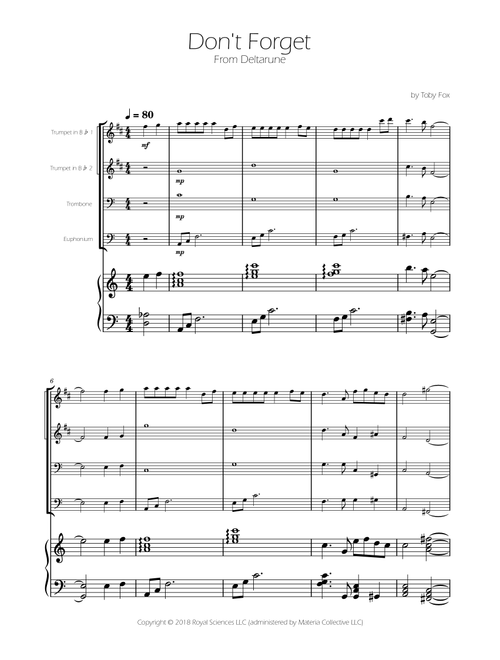 Don't Forget (Arr. Ygor Nunes Silva) - Toby Fox (Brass Ensemble)