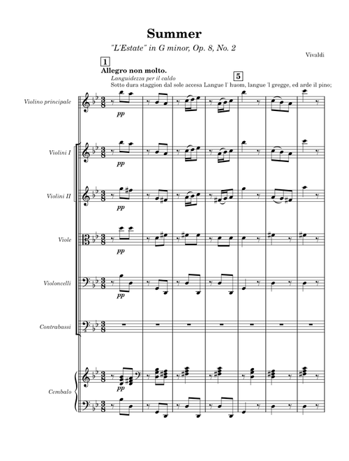 Violin Concerto "Summer / L'Estate" in G minor, Op. 8 No. 2 – Antonio Vivaldi