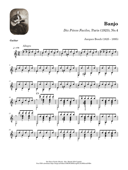 Banjo – Dix Pièces Faciles, No.4 – Jacques Bosch (1825 - 1895)