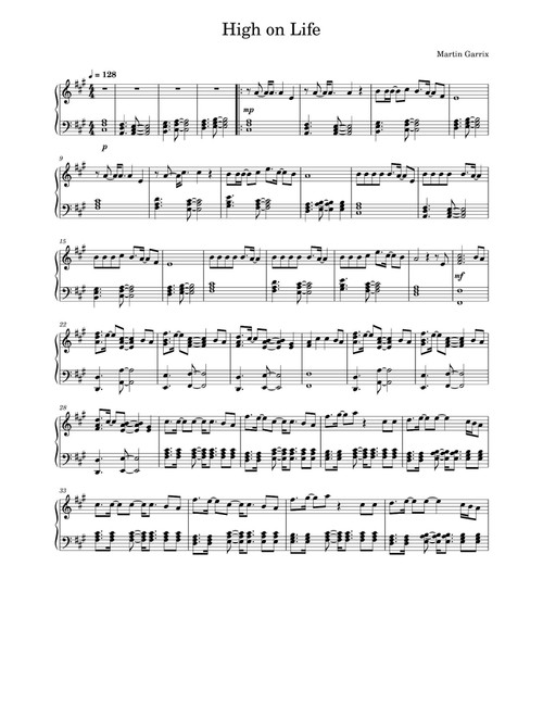 High On Life (Arr. Martin Garrix) (Piano Solo)
