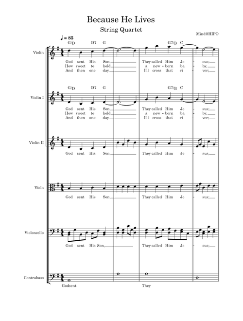 Because he lives – Misc Praise Songs Because he lives (String Quartet)