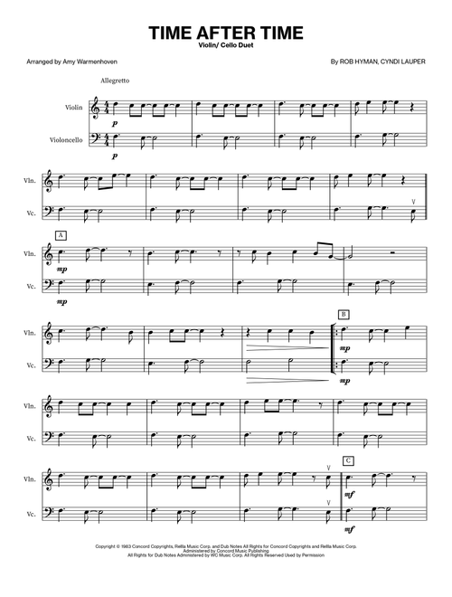 Time After Time (Arr. Amy Warmenhoven) - Cyndi Lauper (Instrumental Duet)