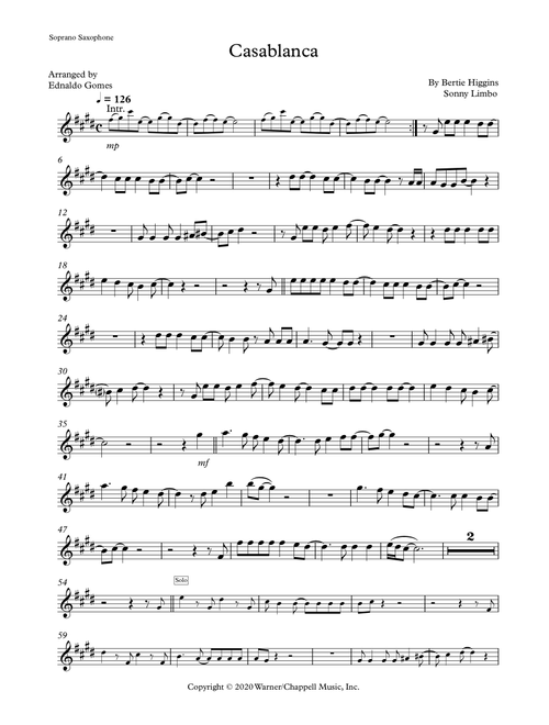 Casablanca (Arr. Ednaldo Gomes) - Bertie Higgins, Sonny Limbo (Soprano Sax Solo)