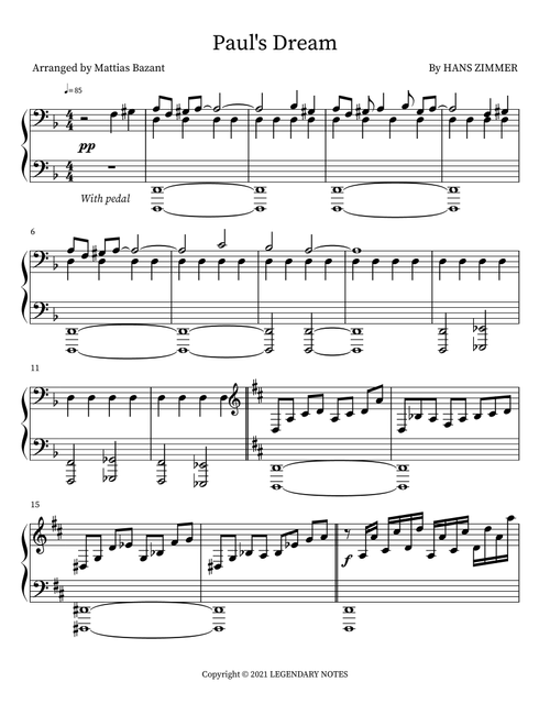 Paul's Dream (Arr. Mattias Bazant) - Hans Zimmer (Piano Solo)