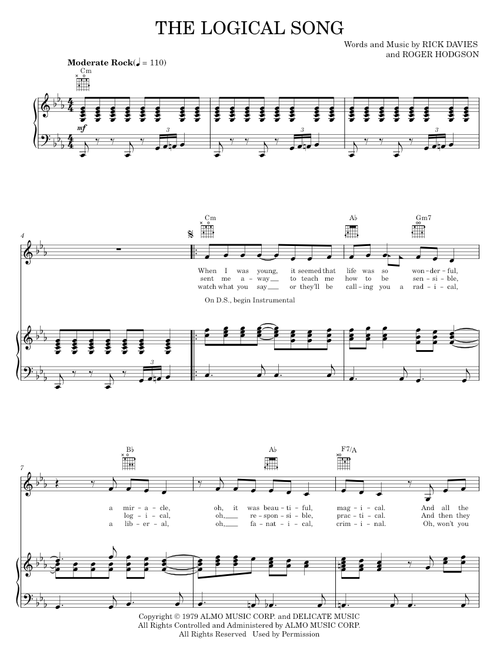The logical song - Supertramp (Piano-Vocal-Guitar)
