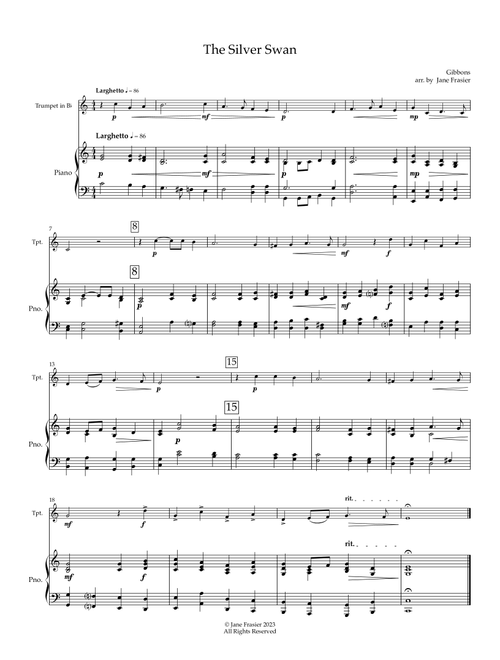 The Silver Swan (Arr. Jane Frasier) - Gibbons (Trumpet and Piano)