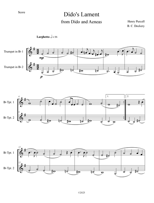 Dido's Lament (Trumpet Duet) (Arr. B. C. Dockery) - Henry Purcell (Trumpet Duet)
