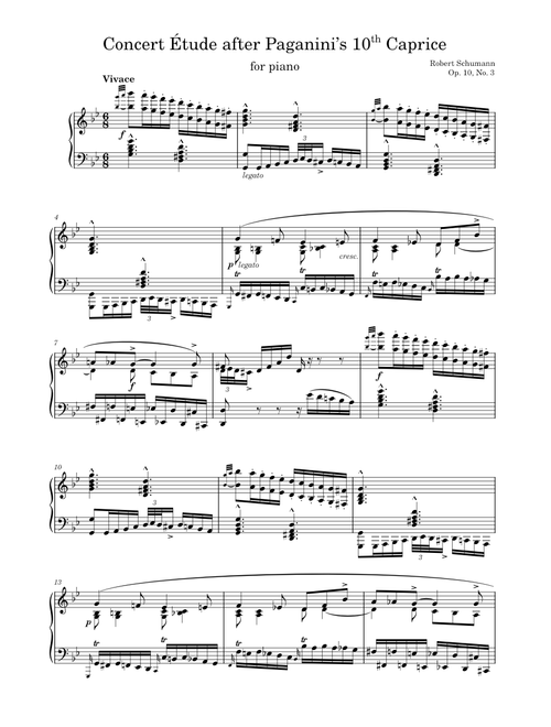 Concert Étude after Paganini's 10th Caprice - R. Schumann, Op. 10, No. 3