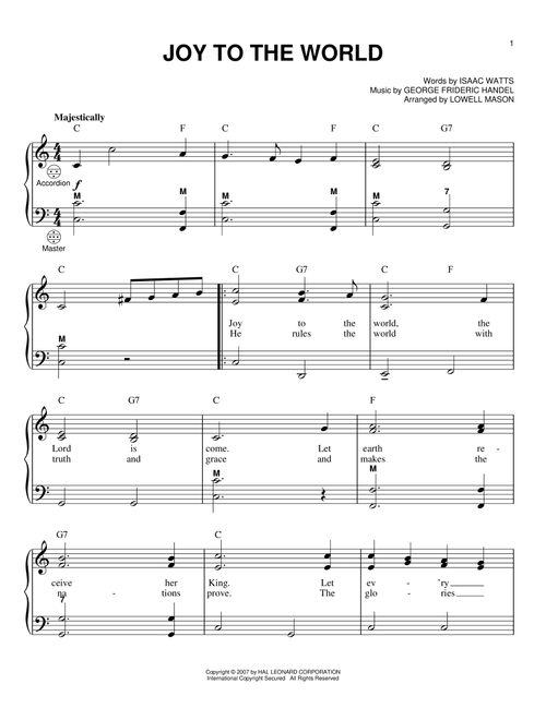 Joy To The World (Arr. Gary Meisner) - Isaac Watts, George Frideric Handel (Accordion)
