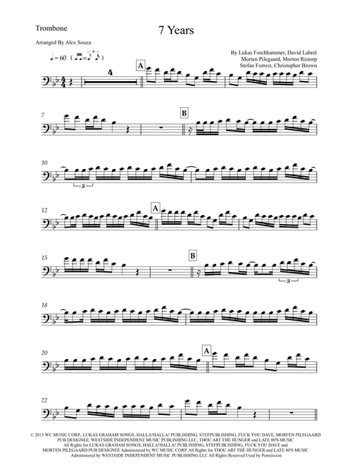 7 Years (Arr. Alex Souza) - Lukas Graham (Trombone Solo)