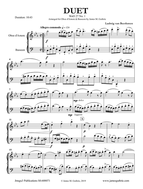 Play Official version of Three Duets WoO 27 Sheet Music by Ludwig