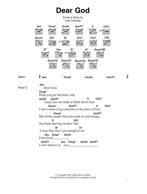 Dear God - XTC (Guitar Chords-Lyrics)