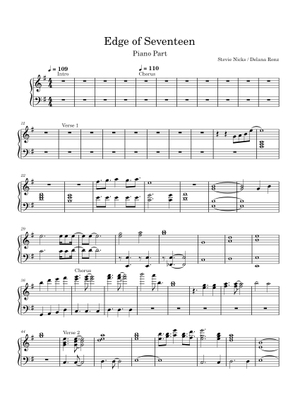 Edge of seventeen – Stevie Nicks Sheet Music for Piano (Solo