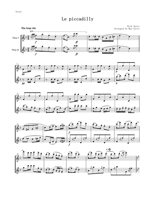 Piccadilly / É. Satie (Arr. Kan Saito / Japan Duo Notes) - É Satie (Flute Duet)