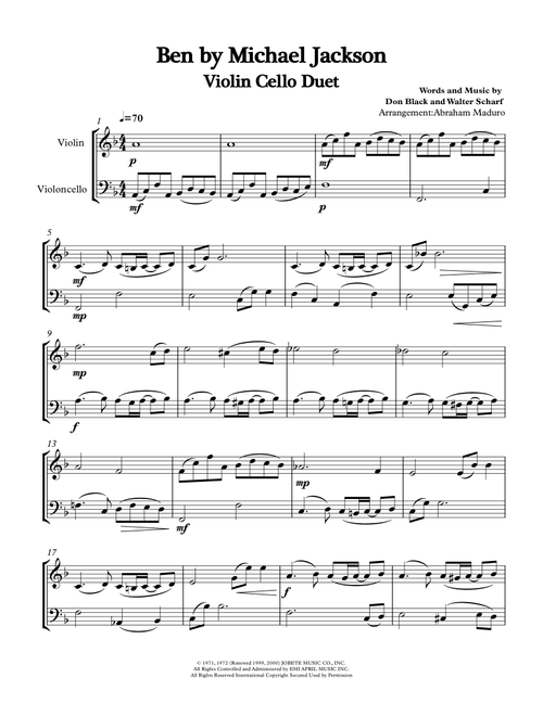 Ben (Arr. Abraham Maduro) - Michael Jackson (Instrumental Duet)