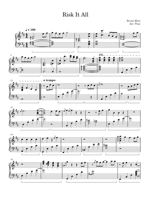 Risk It All – Bruno Mars (Piano Solo)