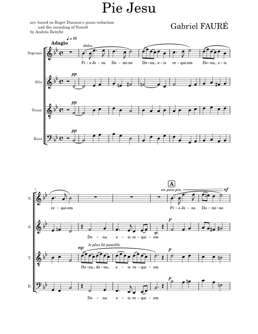 Pie Jesu for acapella Sheet music for Soprano, Alto, Tenor, Bass voice