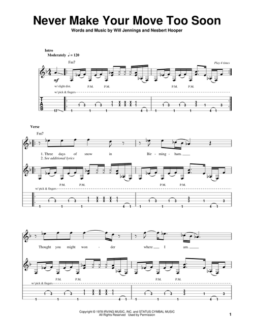 Never Make Your Move Too Soon - Joe Bonamassa, Nesbert Hooper (Guitar Tab Play-Along)