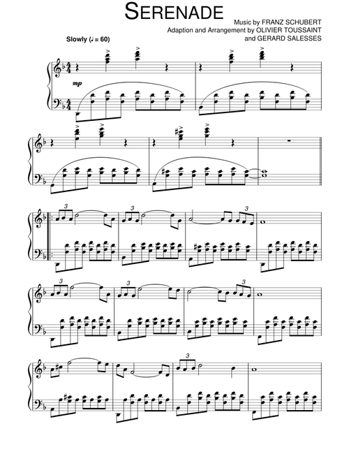 Serenade by Franz Schubert arranged Richard Clayderman for Piano