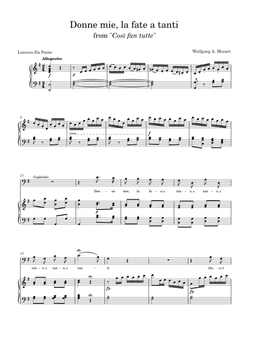 Donne mie, la fate a tanti from "Così fan tutte"