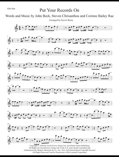Put Your Records On (Arr. Kevin Busse) - Corinne Bailey Rae (Alto Sax Solo)
