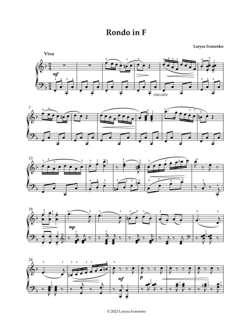 Rondo in F dur (Arr. Larysa Ivanenko) (Piano Solo)
