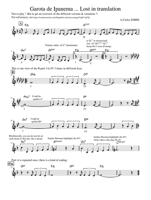 Garota de Ipanema - Chords variations