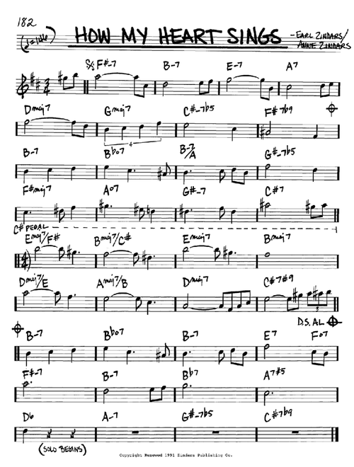 How My Heart Sings - Bill Evans (Real Book - Melody-Chords)