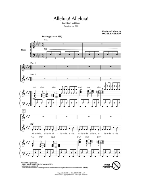 Alleluia! Alleluia! - Roger Emerson (Choral, 2-Part)