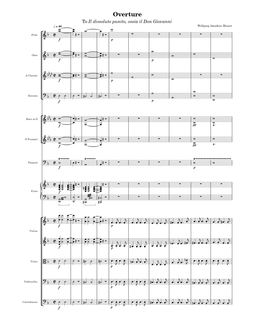 楽譜 モーツァルト Don Giovanni (Il dissoluto punito) KV 527
