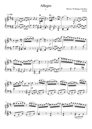 Mozart - Piano Sonata No.18 in D major, K.576 Sheet Music for