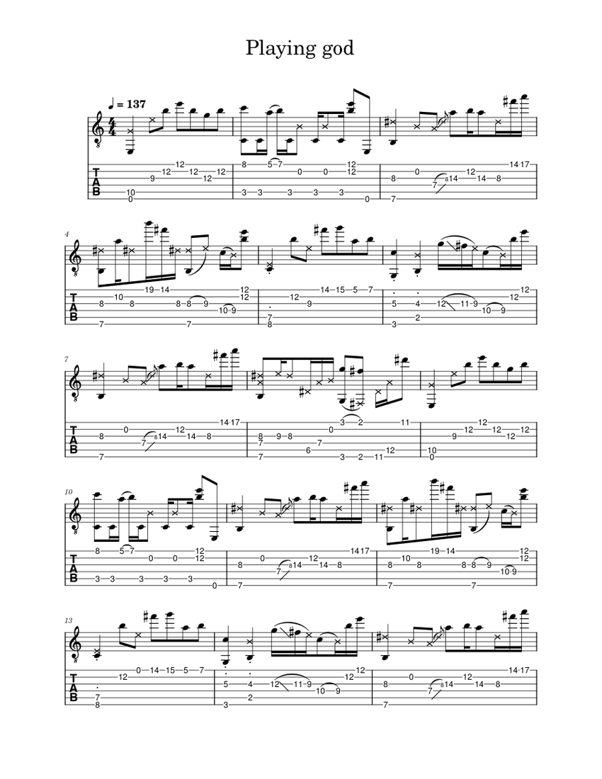 Playing God Polyphia Playing God Sheet music for Guitar (Solo