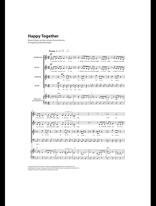 Happy Together (arr. Gitika Partington) - The Turtles (Choral, SATB)