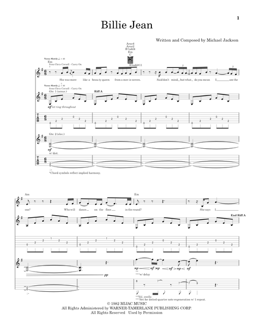 Billie Jean - Michael Jackson (School of Rock - Guitar Tab)