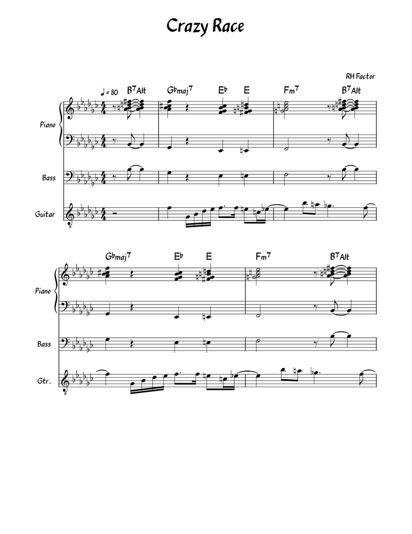 Crazy Race Sheet music for Piano, Trombone, Saxophone alto, Saxophone