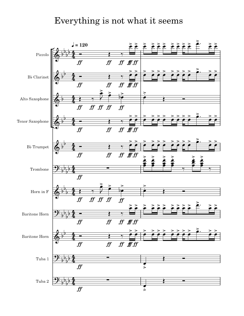 Everything is not what it seems Sheet Music for Trombone, Tuba, Flute ...