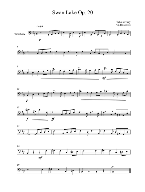 Tchaikovsky Swan Lake for trombone. (Arr. Heisenberg) - Tchaikovsy (Trombone Solo)