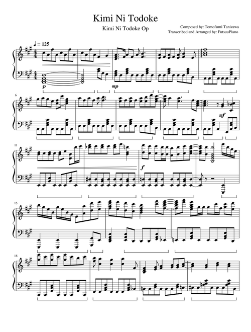 Kimi Ni Todoke Op - Tomofumi Tanizawa Piano