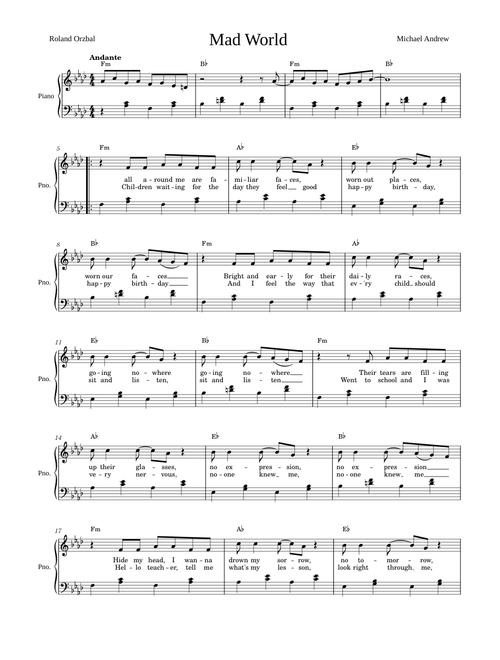 Mad world Piano