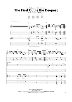 Depisp Tab Play Official version of The First Cut Is The Deepest Sheet Music by ...