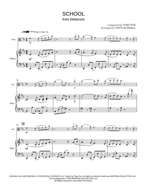 School (from DELTARUNE) (for Solo Viola with Piano Accompaniment)