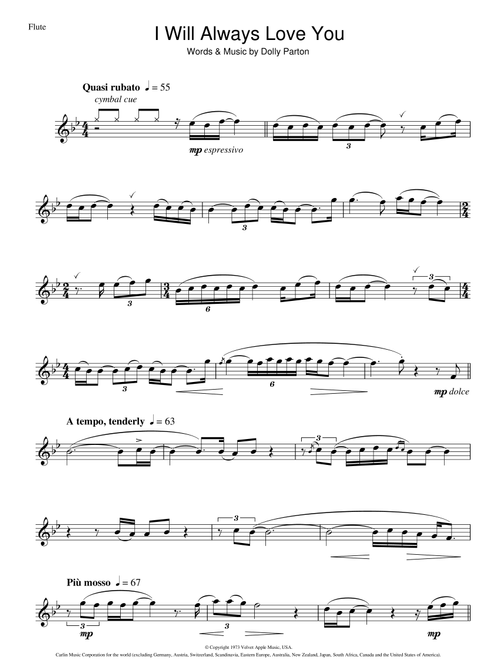 I Will Always Love You - Whitney Houston, Dolly Parton (Flute Solo)