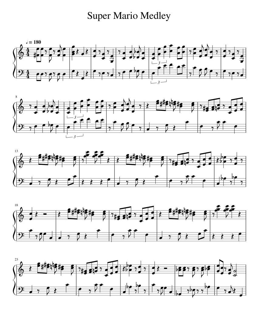 Super Mario Medley Sheet Music for Piano (Solo) | MuseScore.com